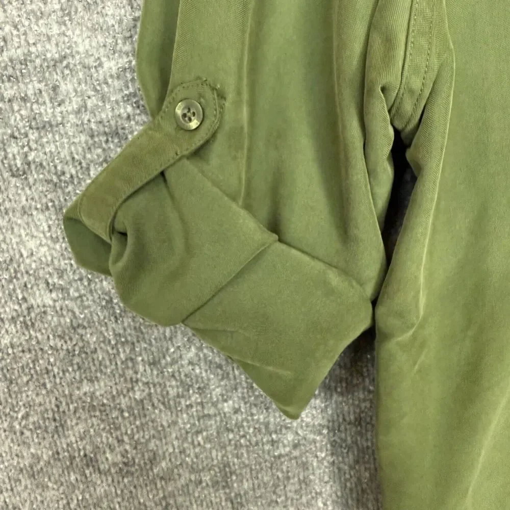 The North Face Shirt Mens Large Green Button Down Adjustable Sleeves Hiking Gorp
